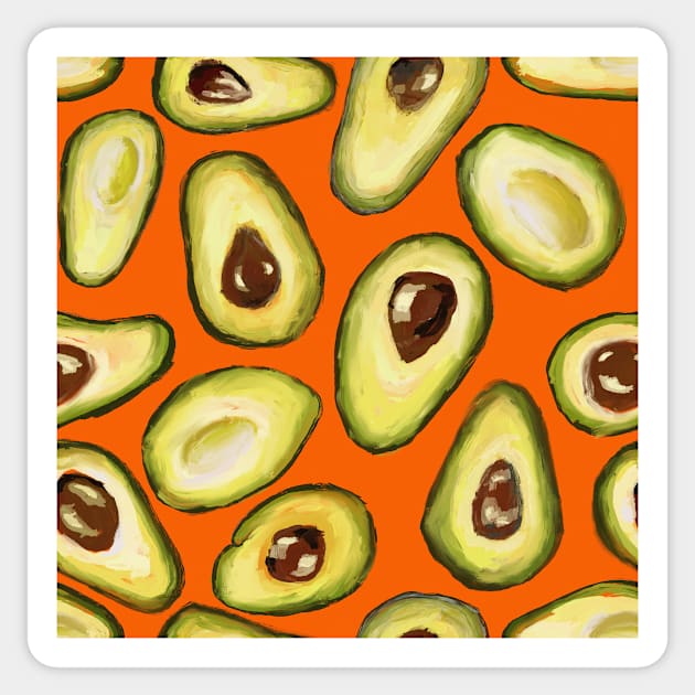 Avocado on Orange Sticker by missdebi27